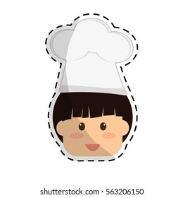 boy child wearing chef hat  icon image sticker vector illustration design 