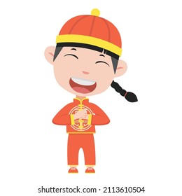  boy in chinese costume vector