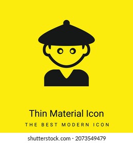 Boy With Chinese Hat minimal bright yellow material icon