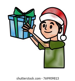Boy with christmas giftbox