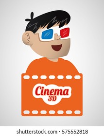 boy cinema 3d glasses banner vector illustration eps 10