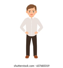 Boy in a classic clothes isolated vector illustration on white background