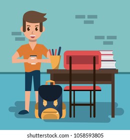 Boy Classroom Stock Vector (Royalty Free) 1058593805 | Shutterstock