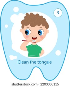 Boy Cleans Your Tongue Daily Routine Stock Vector (Royalty Free ...