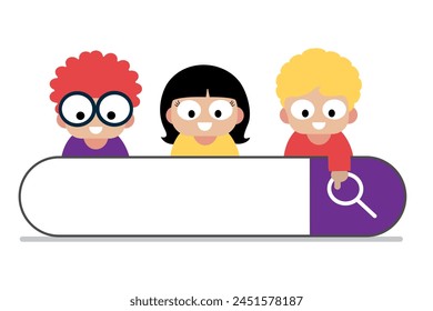 Boy clicking internet search page. search browser internet data information networking concept.