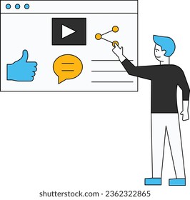 El niño está haciendo clic en el icono de compartir.