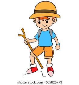 boy climbing character style design