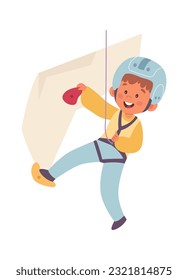 Boy Climbing A Rock Vector Illustration