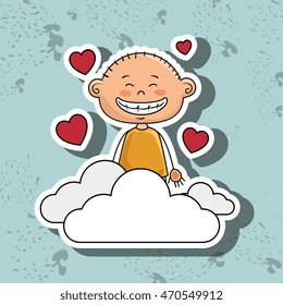 boy cloud heart love vector illustration graphic