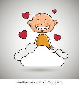boy cloud heart love vector illustration graphic