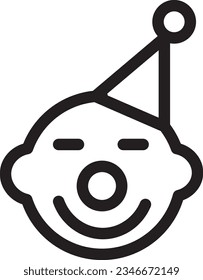 Boy Clown Happy Outline Icon