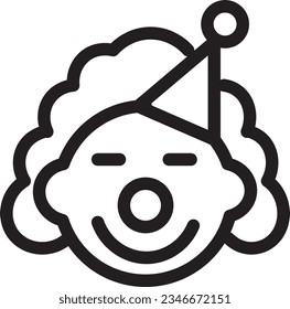 Boy Clown Happy Outline Icon