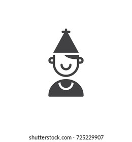 Boy clown icon vector, filled flat sign, solid pictogram isolated on white. Symbol, logo illustration.