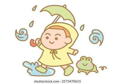 The boy in coat rain clip art.