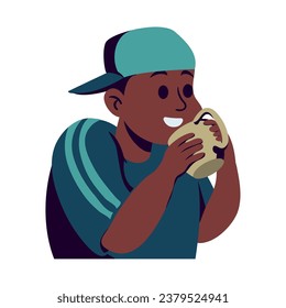boy with coffee cup illustration isolated
