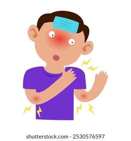 boy cold. influenza virus infection disease symptoms concept