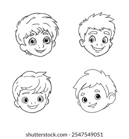 boy coloring book for children vector sketch illustration vector stroke outline graphic