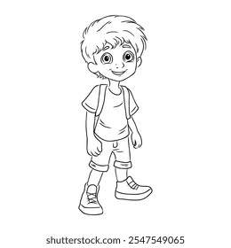 boy coloring book for children vector sketch illustration vector stroke outline graphic