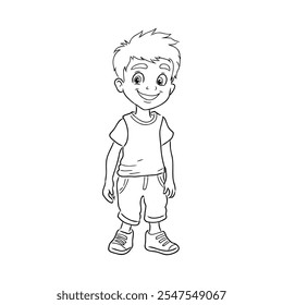boy coloring book for children vector sketch illustration vector stroke outline graphic