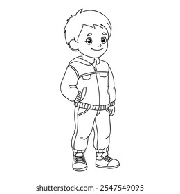 boy coloring book for children vector sketch illustration vector stroke outline graphic