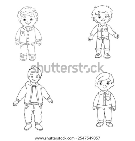 boy coloring book for children vector sketch illustration vector stroke outline graphic