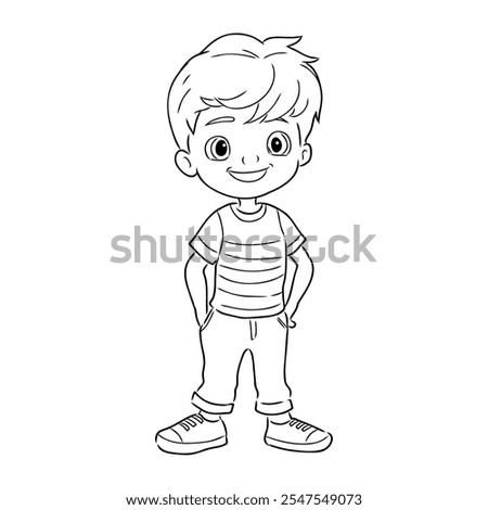 boy coloring book for children vector sketch illustration vector stroke outline graphic