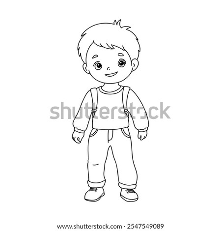 boy coloring book for children vector sketch illustration vector stroke outline graphic