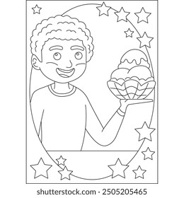 boy coloring book page for kids and adults creative coloring mindful relaxation activity