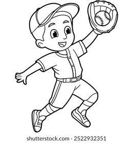 Boy coloring book page for kids