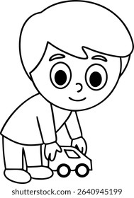 Boy coloring page finds a time-traveling toy car coloring page