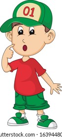 
a boy is confused cartoon vector illustration