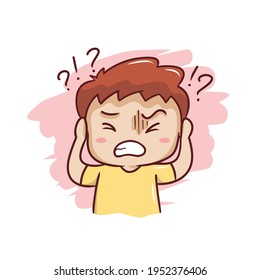 a boy confused illustration vector