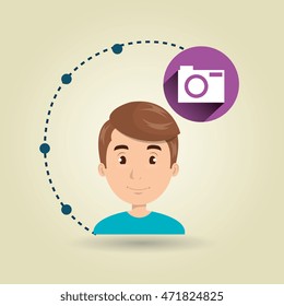 boy connection app icon vector illustration design