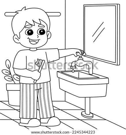 Boy Conserving Water Coloring Page for Kids