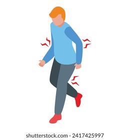Boy convulsions body icon isometric vector. Medicine problem. Injury patient
