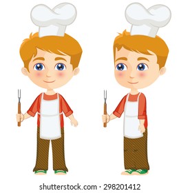 Boy cook posing front and side