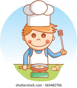 Boy cooking doodle