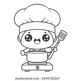 The boy is cooking food, for coloring