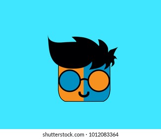 boy with cool glasses a modern eye blue 