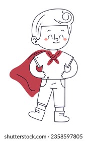 boy with costume doodle icon isolated