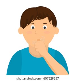 Boy coughing vector illustration