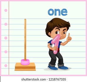 Boy-Zählen Nummer 1 Illustration