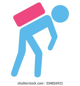Boy Courier vector icon. Style is bicolor flat symbol, pink and blue colors, rounded angles, white background.