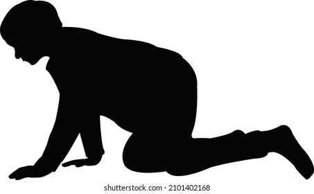 a boy crawling body silhouette vector
