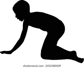 a boy crawling body silhouette vector