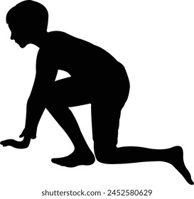 a boy crawling body silhouette vector