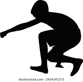 a boy crawling body silhouette vector