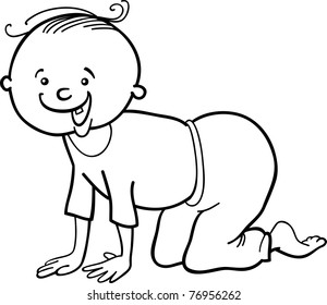 Boy Crawling On All Fours Coloring Stock Vector (Royalty Free) 76956262 ...