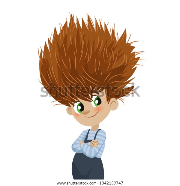 Boy Crazy Hair Style Stock Vector Royalty Free 1042159747