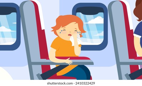 Un niño llora en un avión